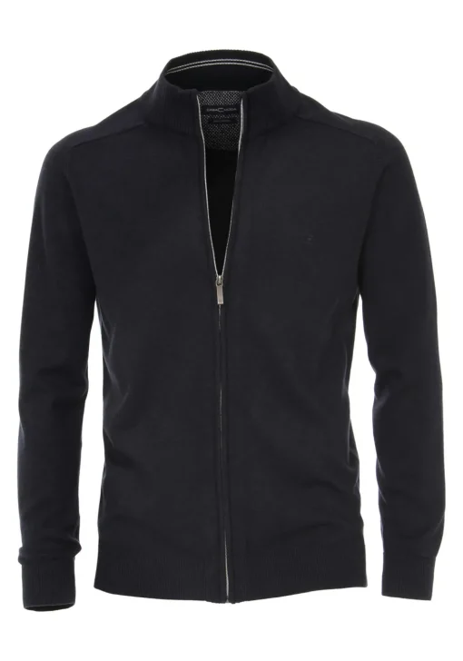 CASA MODA heren vest katoen, met rits, marine blauw