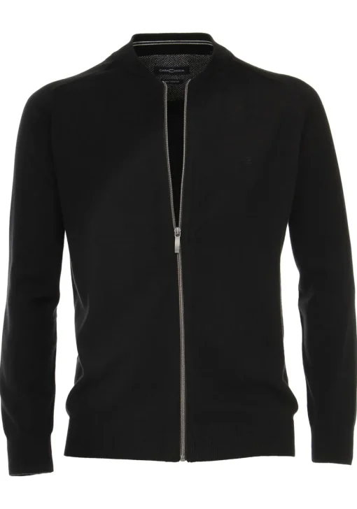 CASA MODA heren vest katoen, met rits, zwart