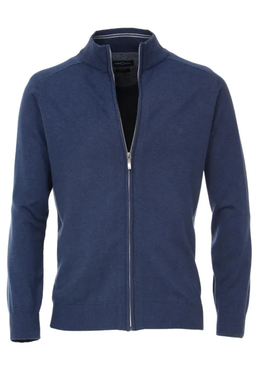 CASA MODA heren vest katoen, met rits, blauw