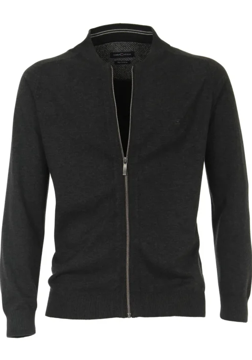 CASA MODA heren vest katoen, met rits, antraciet grijs