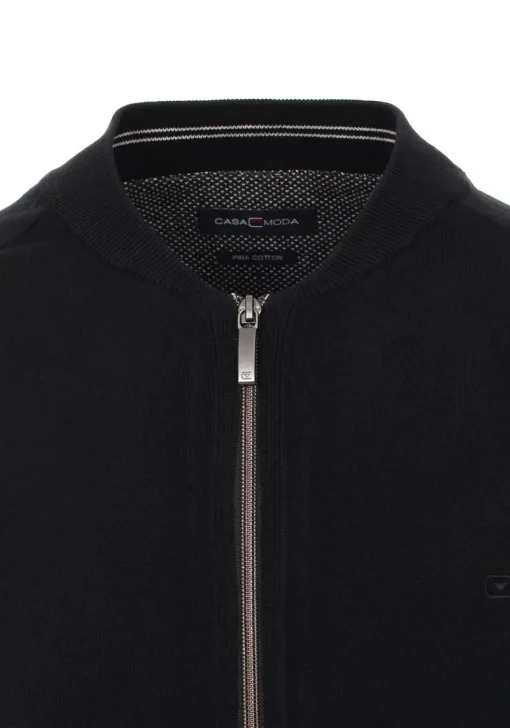 CASA MODA heren vest katoen, met rits, zwart