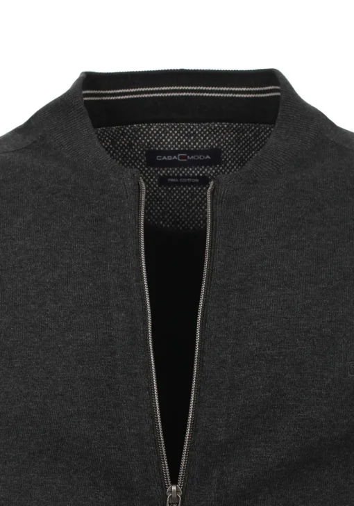 CASA MODA heren vest katoen, met rits, antraciet grijs
