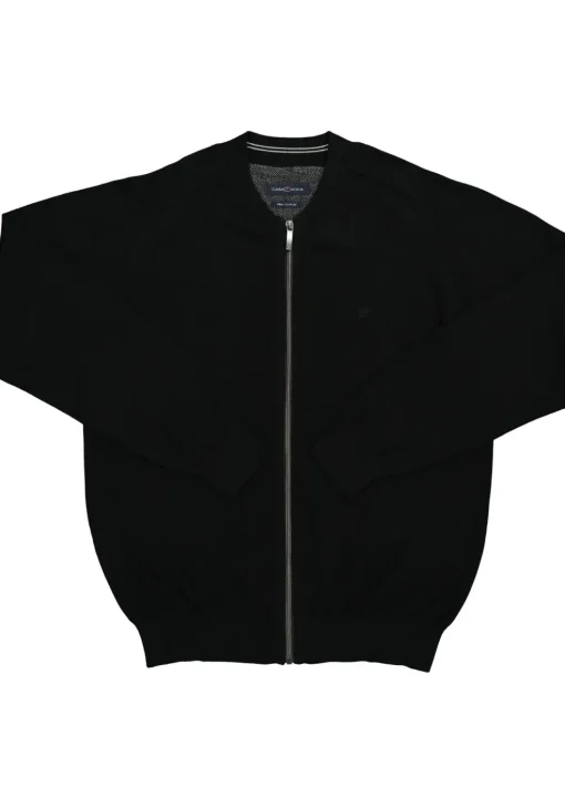 CASA MODA heren vest katoen, met rits, zwart