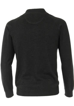CASA MODA heren vest katoen, met rits, antraciet grijs