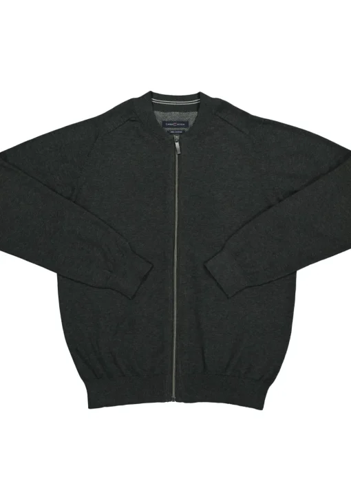 CASA MODA heren vest katoen, met rits, antraciet grijs