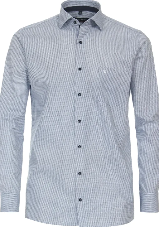 CASA MODA modern fit overhemd, popeline, blauw met wit dessin