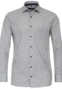 CASA MODA modern fit overhemd, popeline, bruin dessin