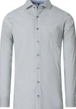 CASA MODA modern fit overhemd, popeline, groen met blauw en wit dessin