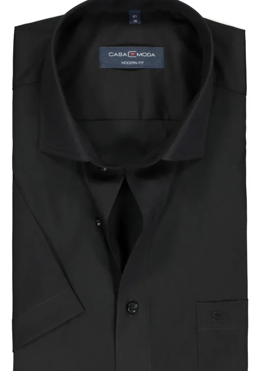 CASA MODA modern fit overhemd, korte mouw, zwart