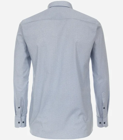 CASA MODA modern fit overhemd, popeline, blauw met wit dessin