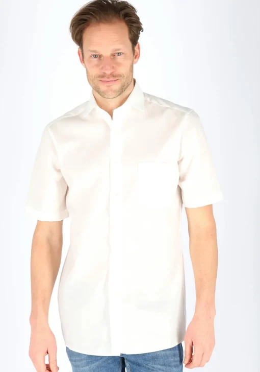 CASA MODA modern fit overhemd, korte mouw, beige / off-white