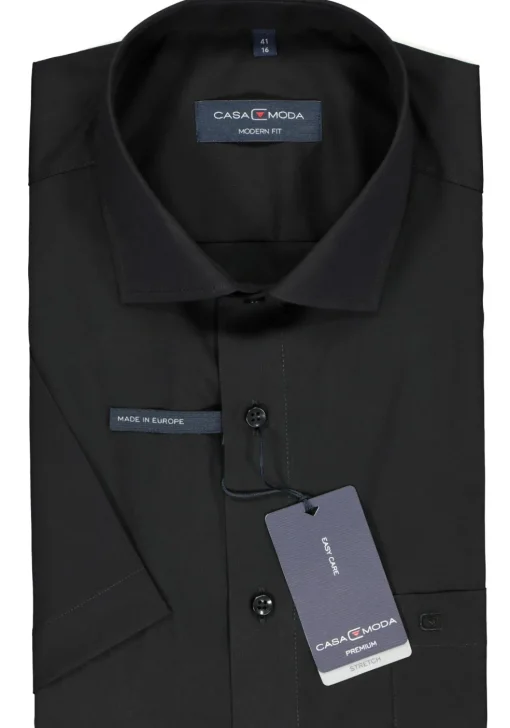 CASA MODA modern fit overhemd, korte mouw, zwart