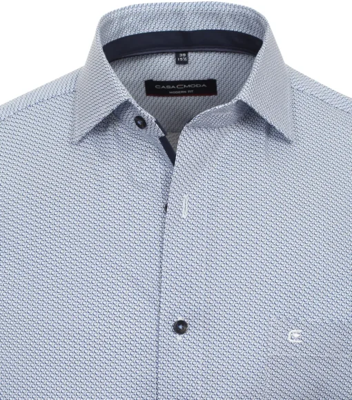 CASA MODA modern fit overhemd, korte mouw, popeline, blauw dessin