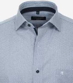 CASA MODA modern fit overhemd, popeline, blauw met wit dessin