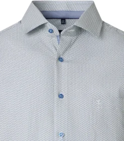 CASA MODA modern fit overhemd, popeline, groen met blauw en wit dessin