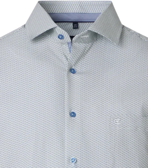 CASA MODA modern fit overhemd, popeline, groen met blauw en wit dessin