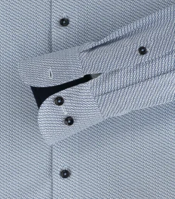 CASA MODA modern fit overhemd, popeline, blauw met wit dessin