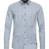 CASA MODA Sport casual fit overhemd, popeline, blauw gestreept