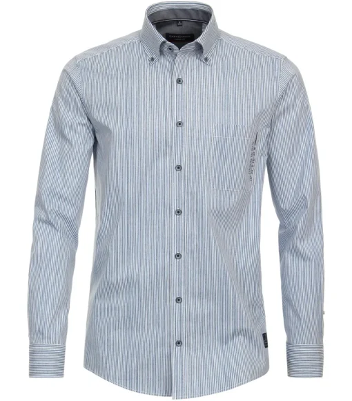 CASA MODA Sport casual fit overhemd, popeline, blauw gestreept