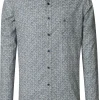 CASA MODA Sport casual fit overhemd, popeline, blauw met beige en wit dessin