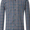 CASA MODA Sport casual fit overhemd, dobby, blauw, wit beige en aqua geruit