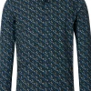 CASA MODA Sport casual fit overhemd, popeline, blauw met groen dessin