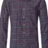CASA MODA Sport casual fit overhemd, popeline, bruin met blauw geruit