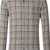 CASA MODA Sport casual fit overhemd, flanel, beige, blauw, wit geruit