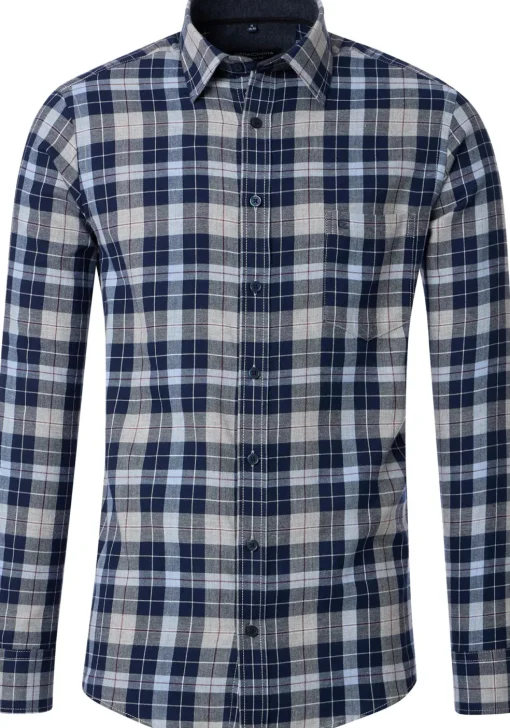 CASA MODA Sport casual fit overhemd, flanel, blauw geruit