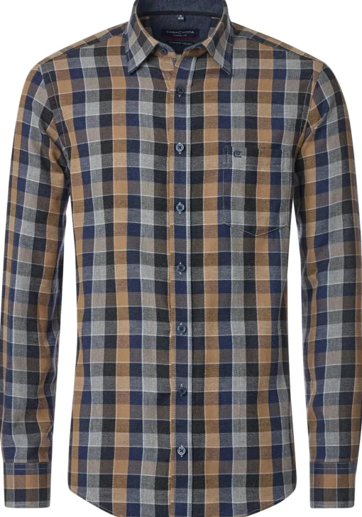 CASA MODA Sport casual fit overhemd, flanel, grijs geruit