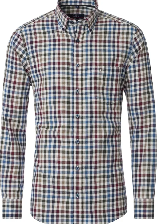 CASA MODA Sport casual fit overhemd, flanel, rood geruit