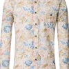 CASA MODA Sport casual fit overhemd, popeline, wit met beige, lichtblauw en roze dessin