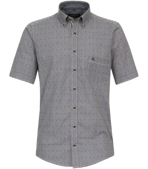 CASA MODA Sport casual fit overhemd, korte mouw, fil a fil, blauw met wit geruit