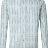 CASA MODA Sport casual fit overhemd, popeline, wit met blauw, geel en groen gestreept