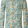CASA MODA Sport casual fit overhemd, popeline, wit met groen en aqua bladeren dessin