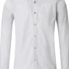 CASA MODA Sport casual fit overhemd, popeline, wit met lichtblauw en beige dessin