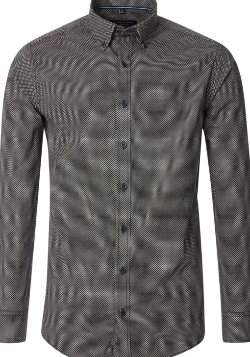 CASA MODA Sport casual fit overhemd, popeline, blauw dessin