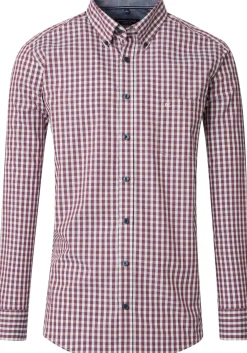 CASA MODA Sport casual fit overhemd, structuur, rood met wit en blauw geruit