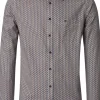 CASA MODA Sport casual fit overhemd, twill, bruin met blauw en wit dessin