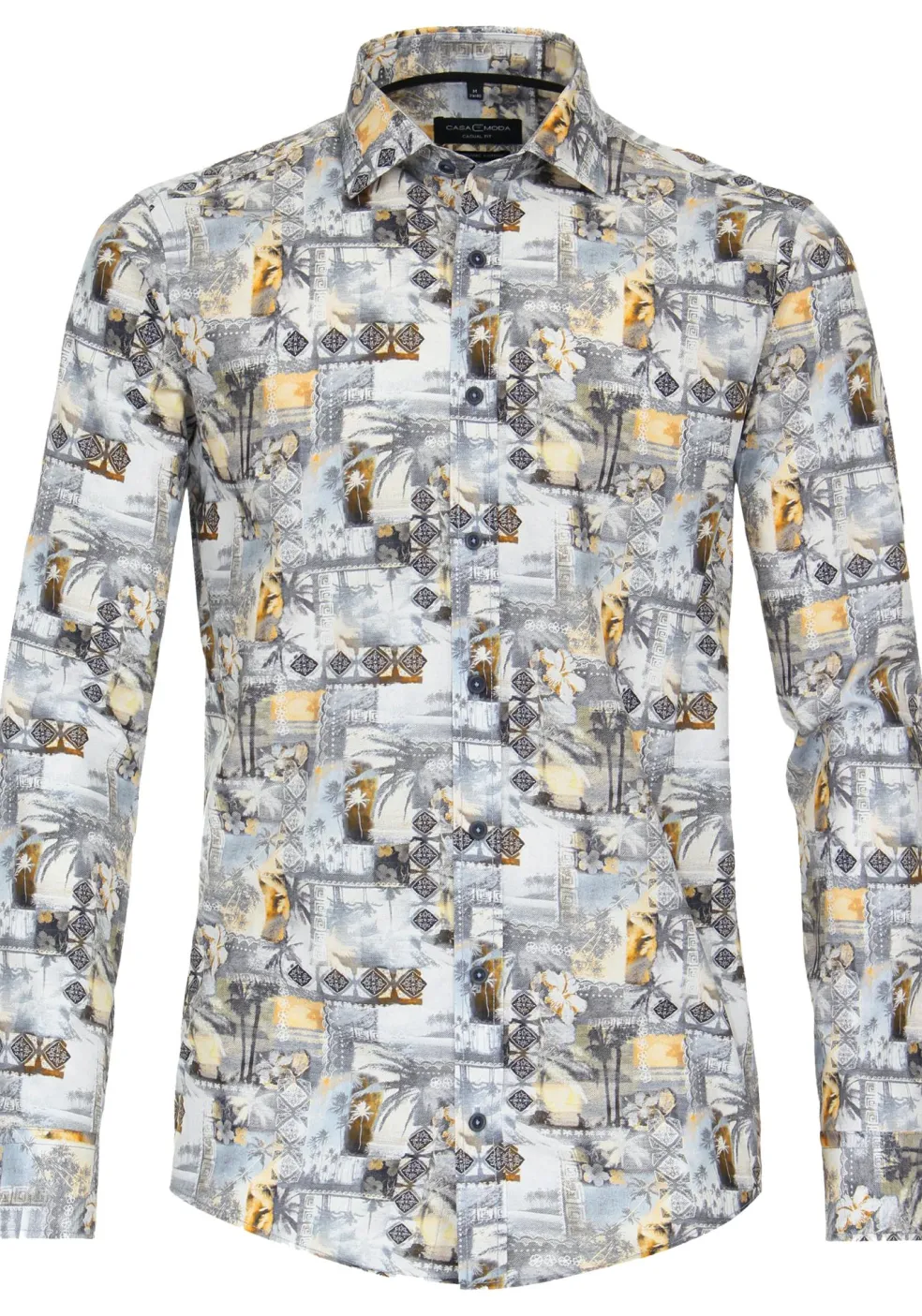 CASA MODA Sport casual fit overhemd, popeline, blauw dessin