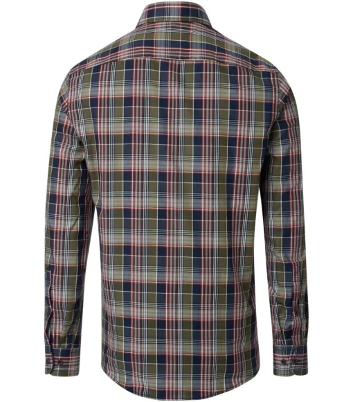 CASA MODA Sport casual fit overhemd, dobby, blauw, groen, rood en wit geruit