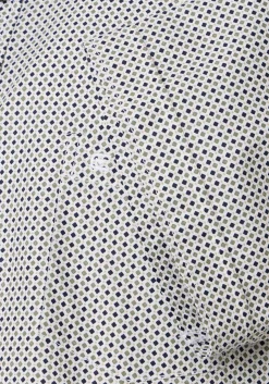 CASA MODA Sport casual fit overhemd, korte mouw, twill, wit met groen en blauw dessin