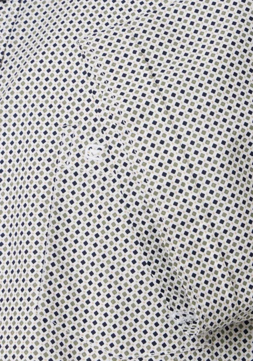 CASA MODA Sport casual fit overhemd, korte mouw, twill, wit met groen en blauw dessin