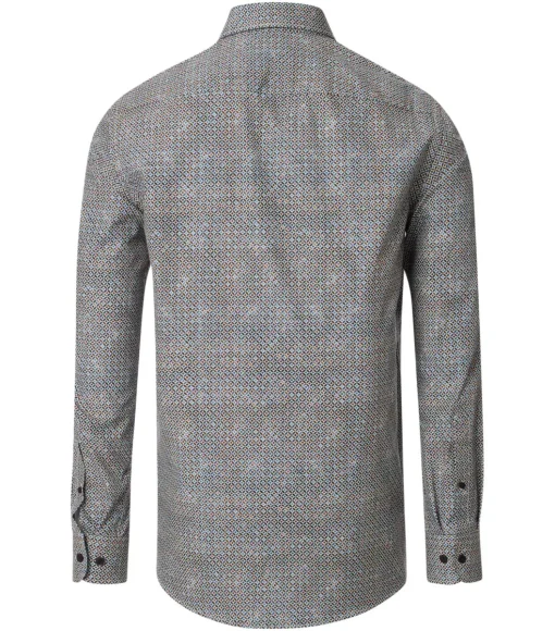 CASA MODA Sport casual fit overhemd, popeline, bruin dessin