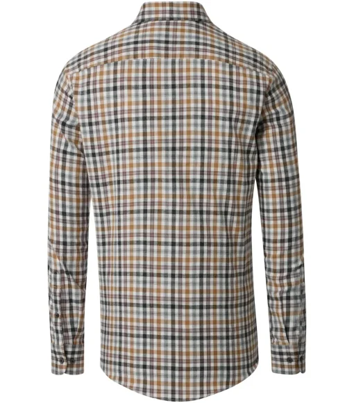 CASA MODA Sport casual fit overhemd, flanel, beige, blauw, wit geruit