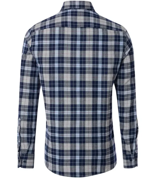 CASA MODA Sport casual fit overhemd, flanel, blauw geruit