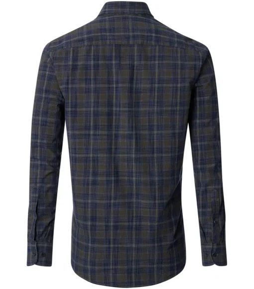 CASA MODA Sport casual fit overhemd, popeline, groen met blauw geruit