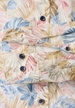 CASA MODA Sport casual fit overhemd, popeline, wit met beige, lichtblauw en roze dessin