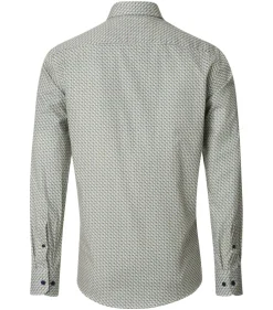 CASA MODA Sport casual fit overhemd, popeline, wit met blauw en geel dessin