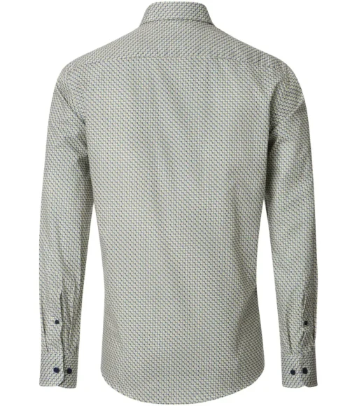 CASA MODA Sport casual fit overhemd, popeline, wit met blauw en geel dessin